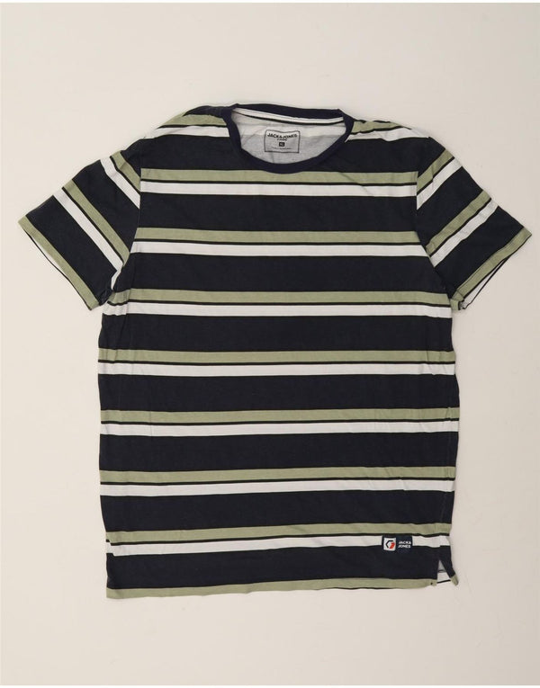 Мужская футболка Jack & Jones Top XL из хлопка темно-синего цвета в полоску