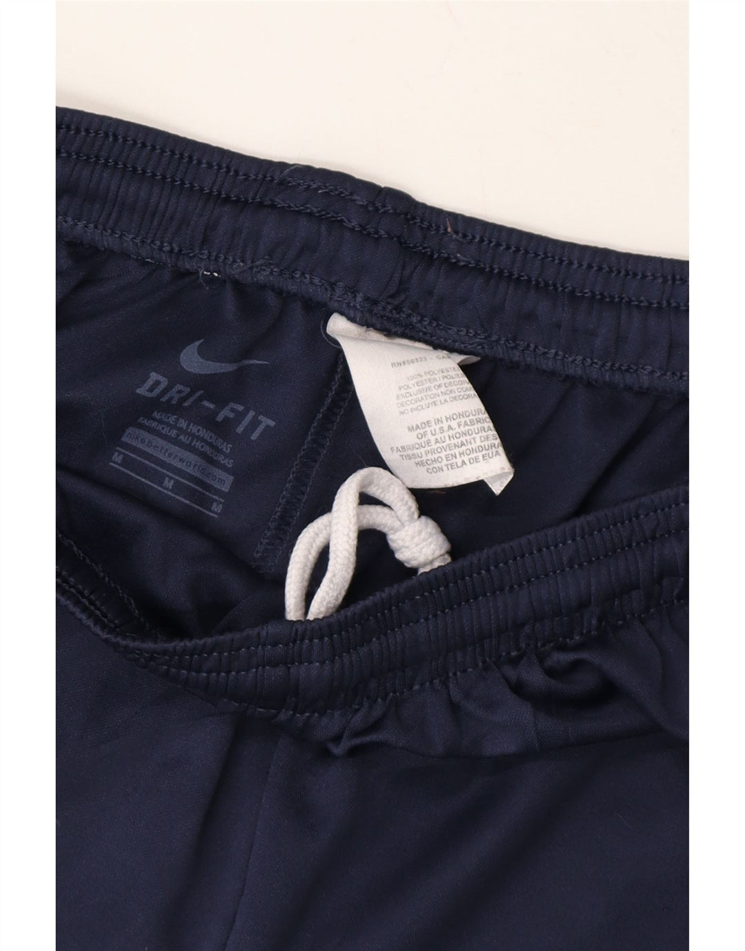 NIKE Womens Dri Fit Graphic Sport Shorts UK 12 Medium  Navy Blue Polyester Vintage Nike and Second-Hand Nike from Messina Hembry 