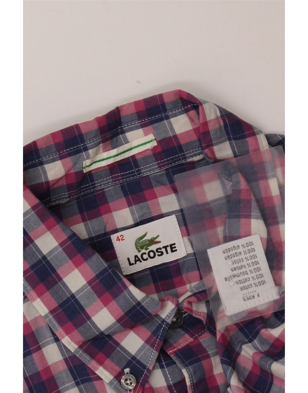 Мужская рубашка Lacoste, размер 42, большая хлопковая разноцветная клетка