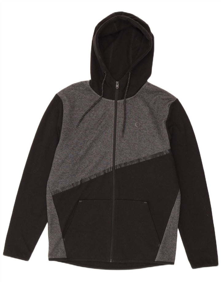 Мужской свитер с капюшоном на молнии Jack & Jones, средний черный, полиэстер с цветными блоками
