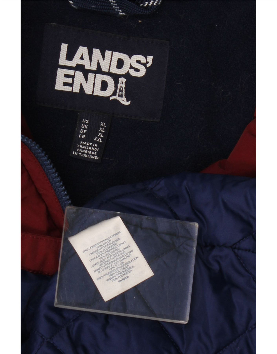 LANDS END Женская ветровка оверсайз с капюшоном UK 18 XL Бордовый нейлон