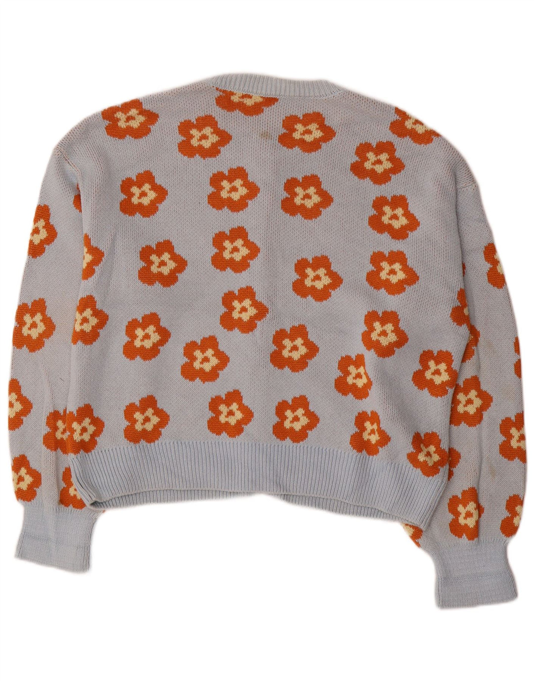 Женский свитер-кардиган оверсайз Zara UK 10, маленький синий с цветочным принтом