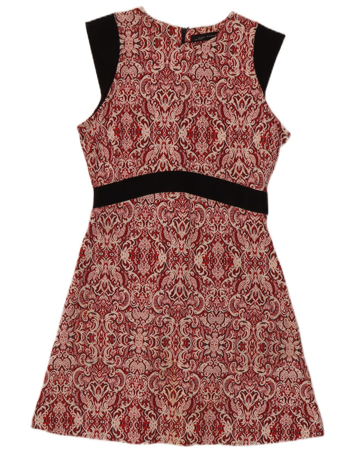 Женское платье трапециевидного силуэта без рукавов Zara UK 10, маленькое красное, полиэстер с узором пейсли