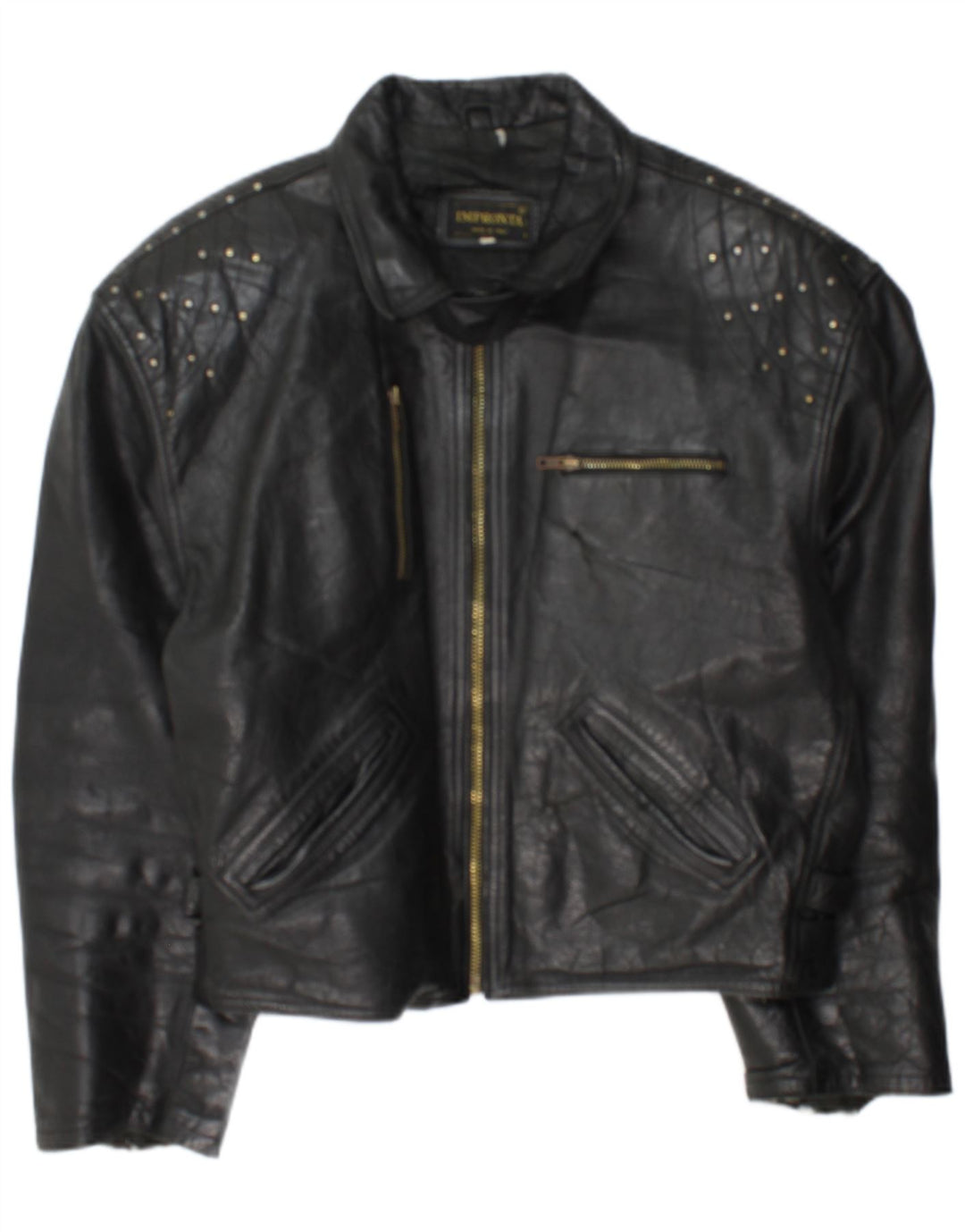 Винтажная женская кожаная куртка Racer UK 18 XL, черная кожа