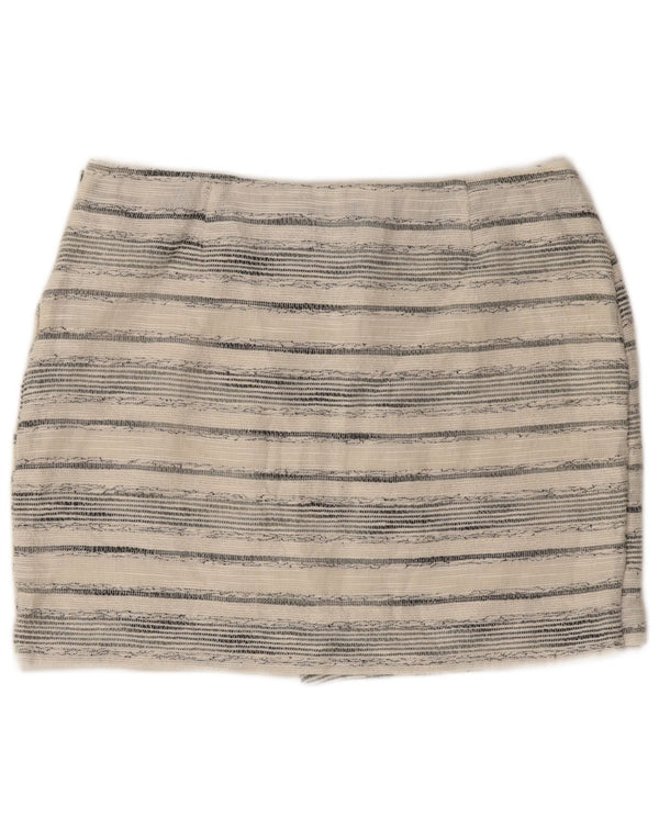 Gap Womens Mini Skirt UK 10 Small W30 White Striped Cotton