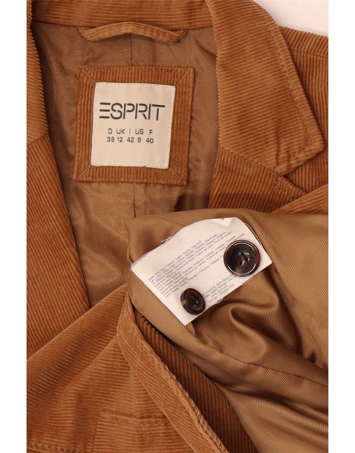 Женский вельветовый пиджак Esprit с 2 пуговицами, Великобритания 12, средний коричневый хлопок