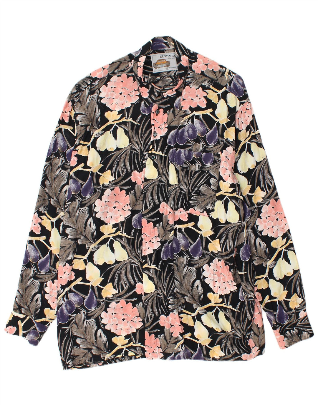 Мужской пуловер ELSBACH, размер 41/42, большой, черный, вискоза с цветочным принтом