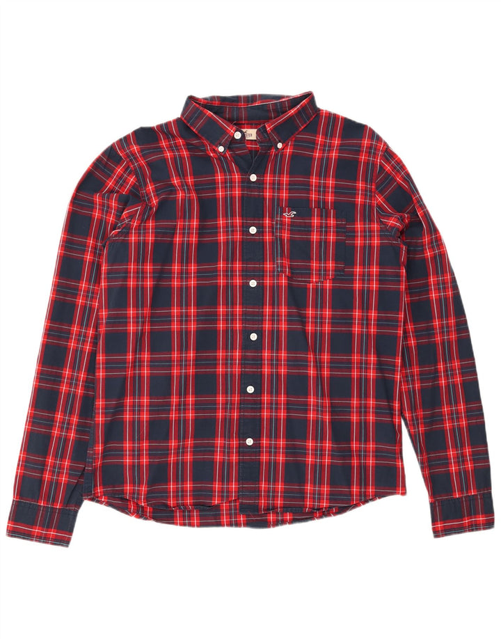 Мужская фланелевая рубашка HOLLISTER XL, темно-синяя клетка, хлопок