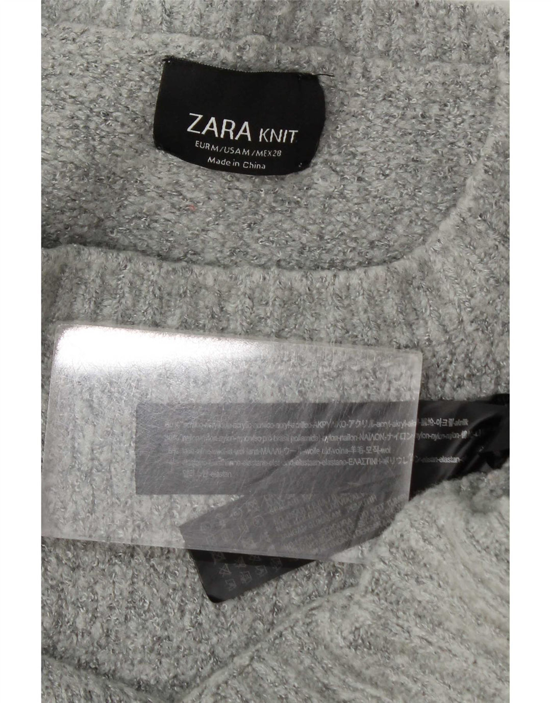 Женский свободный джемпер с круглым вырезом Zara UK 14, средний серый акрил