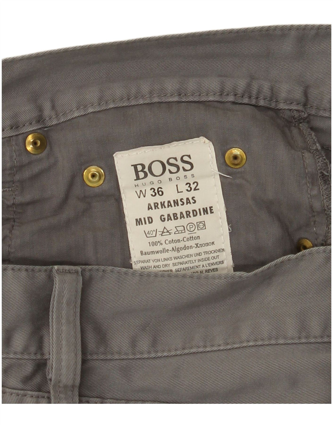 Мужские прямые повседневные брюки HUGO BOSS Arkansas W36 L32, серый хлопок