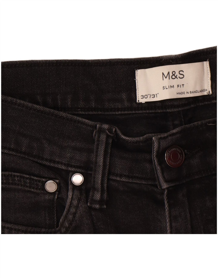 Мужские узкие джинсы Marks & Spencer W30 L28, черный хлопок