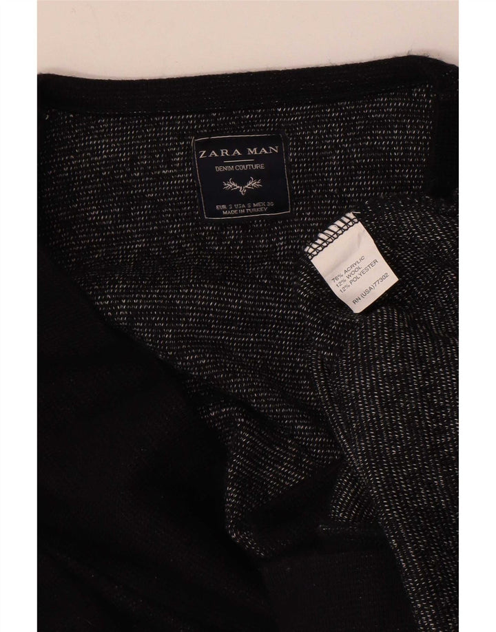 Мужской двубортный кардиган Zara, маленький черный акрил