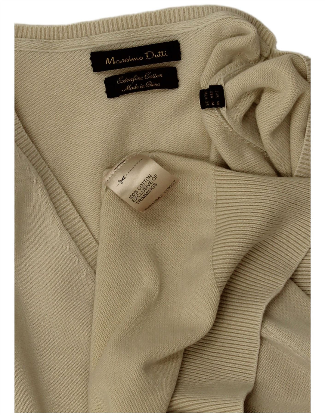 Мужской джемпер с v-образным вырезом Massimo Dutti, средний бежевый, хлопок