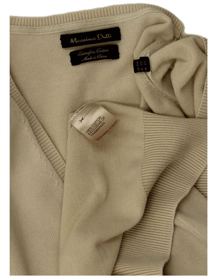 Мужской джемпер с v-образным вырезом Massimo Dutti, средний бежевый, хлопок