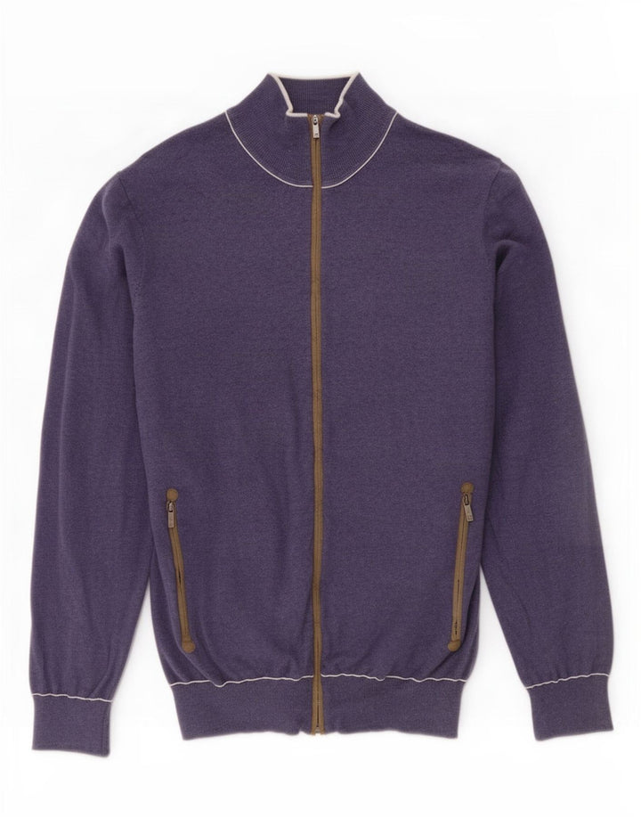 Мужской кардиган Massimo Dutti, средний темно-синий хлопковый свитер