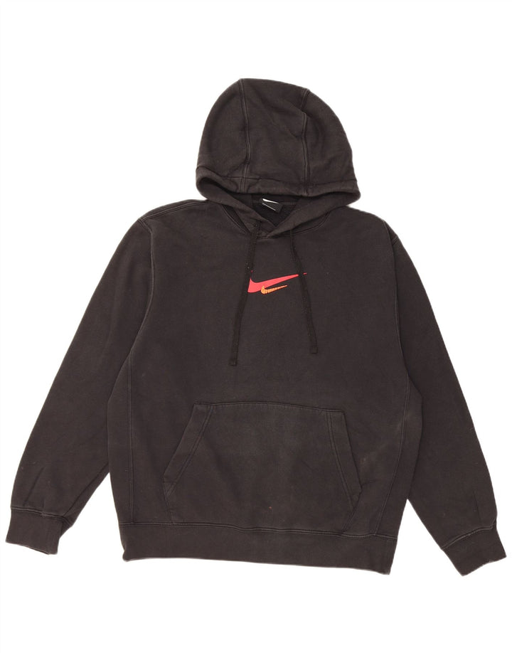 Мужской джемпер с капюшоном с рисунком Nike, средний черный, хлопковый