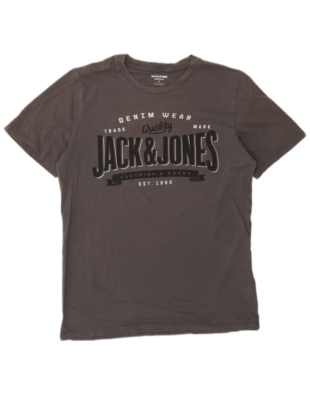 Мужская футболка с рисунком Jack & Jones, хлопковый топ среднего серого цвета