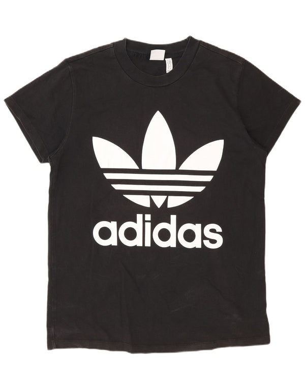 Женская футболка оверсайз с рисунком Adidas Top UK 6 XS, черный хлопок