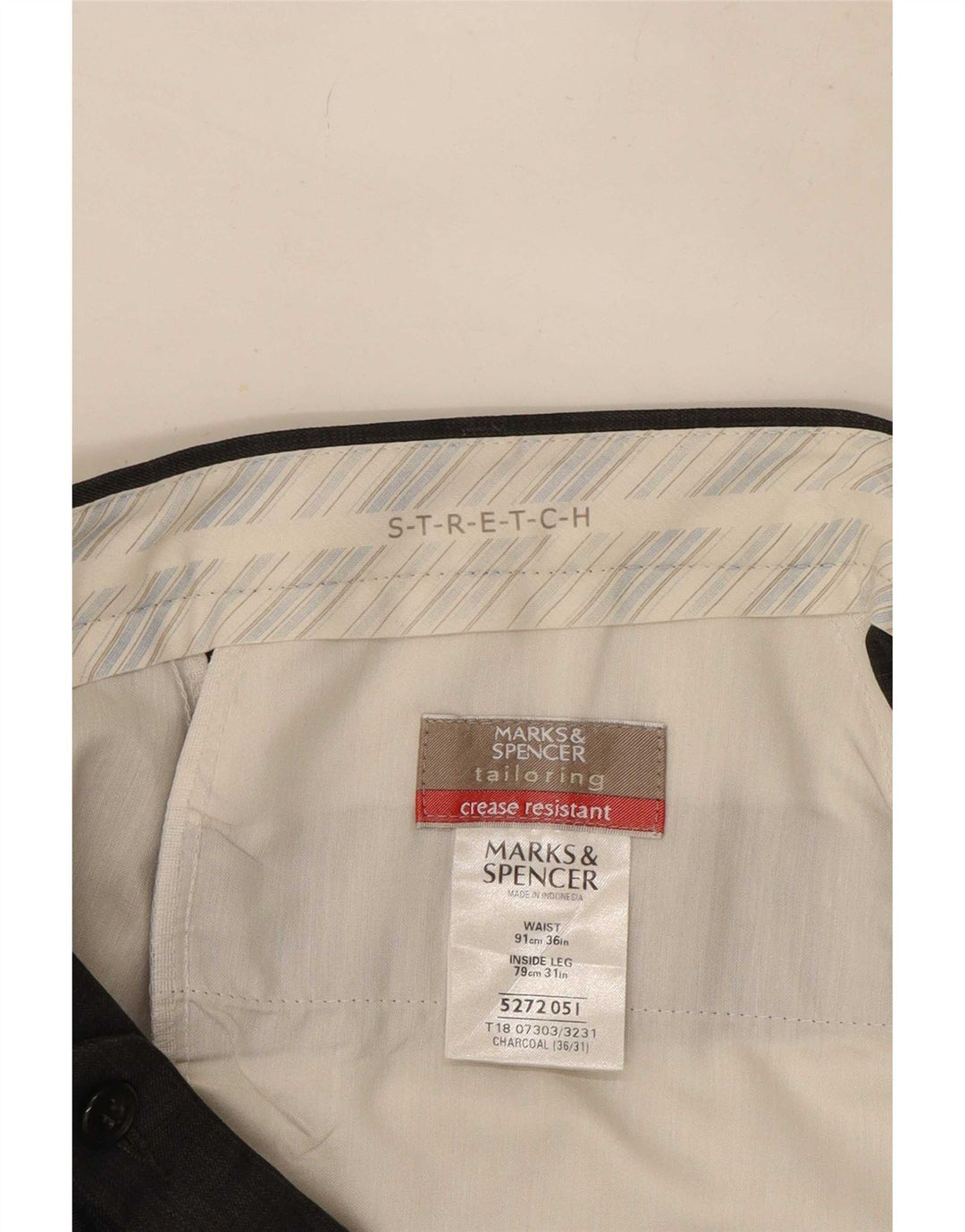 Мужские эластичные костюмные брюки Marks & Spencer W36 L31 из серого полиэстера