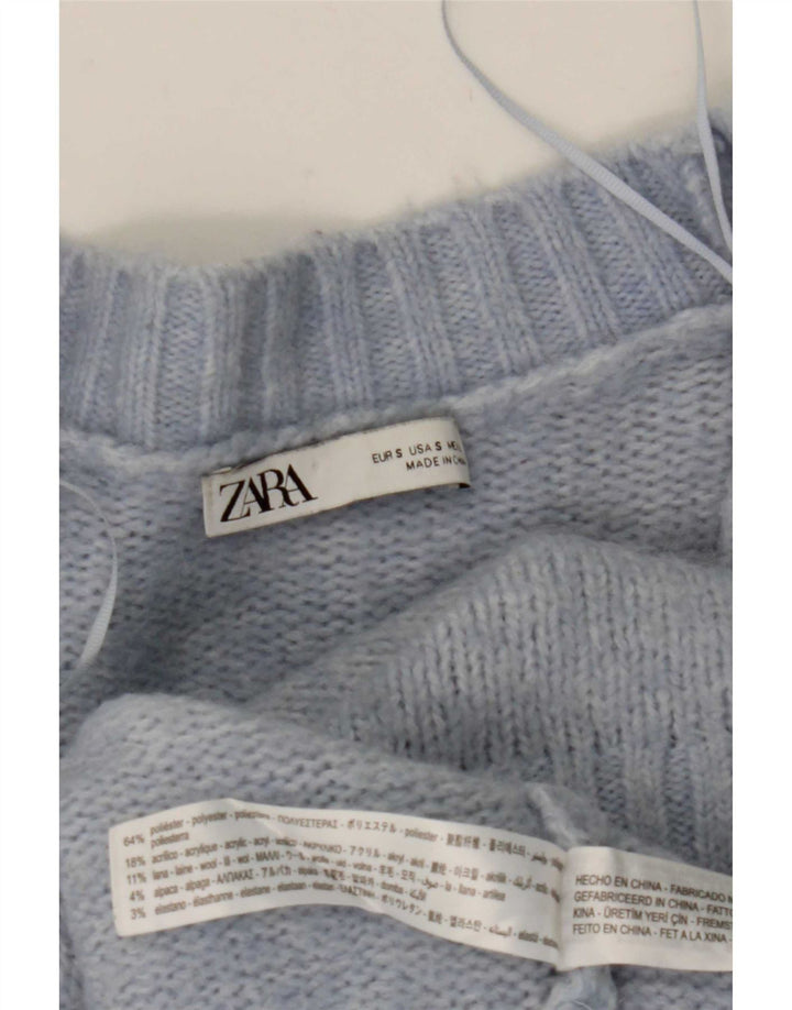 Женский свободный кардиган Zara UK 10, маленький синий полиэстер