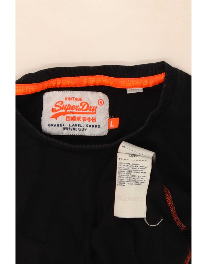 Мужской топ Superdry с длинным рукавом, большой черный хлопок