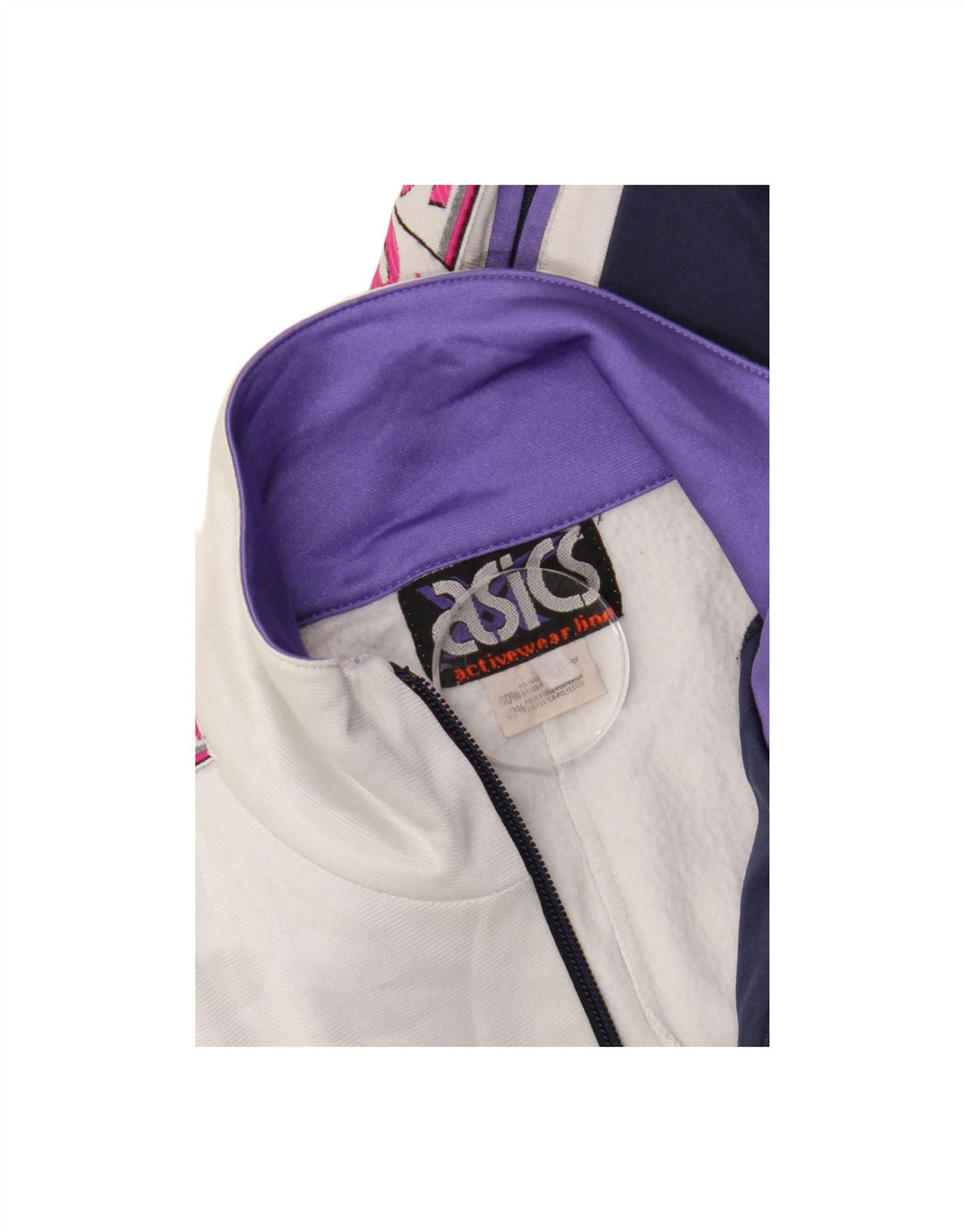 ASICS Womens Graphic Full Tracksuit UK 14 Medium Navy Blue Colourblock
