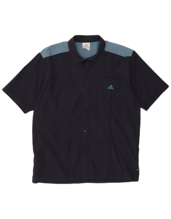 Мужская рубашка с рисунком Adidas UK 40/42, средний темно-синий, цветной блок