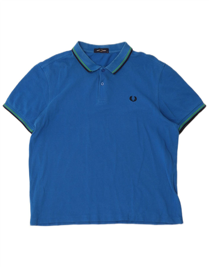 Мужская рубашка-поло Fred Perry XL, хлопковая синяя полоска