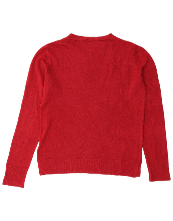 Marks & Spencer Womens Crew Neck Jumper Sweater UK 10 Small Red Acrylic