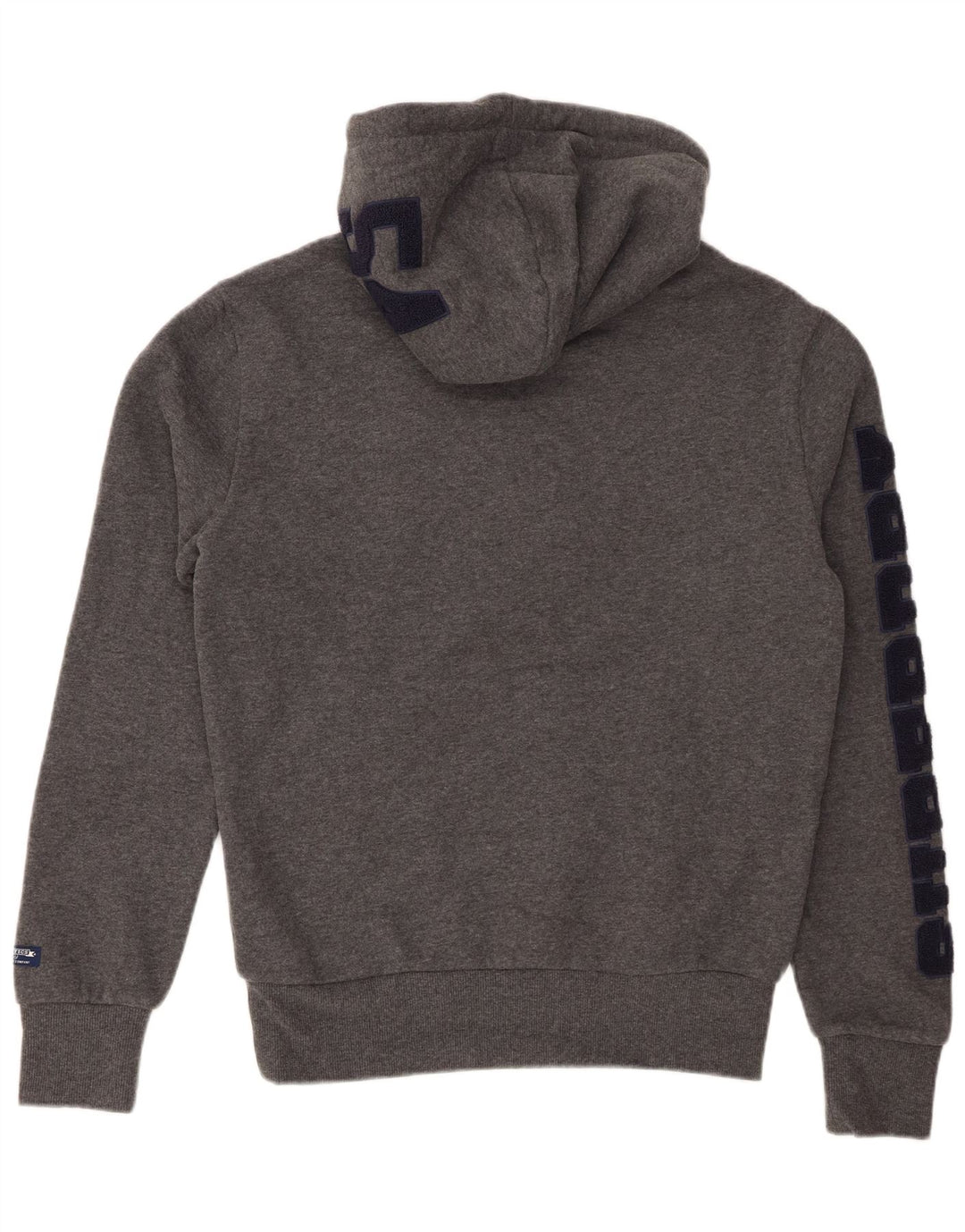 SUPERDRY Мужской джемпер с капюшоном с рисунком, маленький серый, хлопок