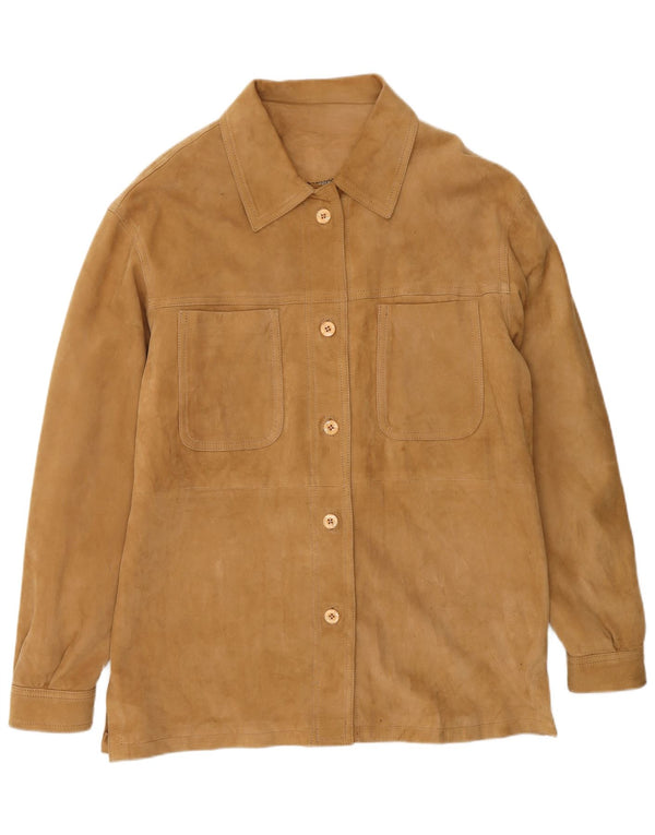 ВИНТАЖНАЯ женская замшевая куртка свободного кроя UK 18 XL коричневая кожа