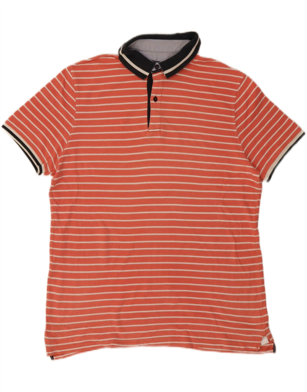 Мужская рубашка-поло Massimo Dutti XL, хлопковая оранжевая полоска