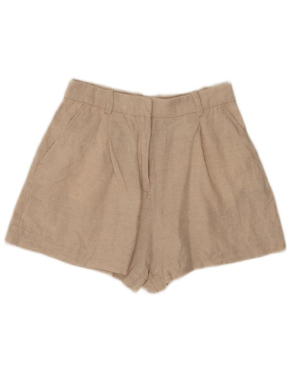 Женские повседневные шорты с высокой талией Zara XS W24, бежевый лен
