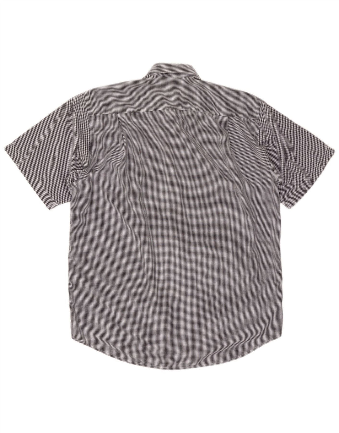 LACOSTE Мужская рубашка с коротким рукавом среднего цвета, темно-синяя, в мелкую клетку, хлопок