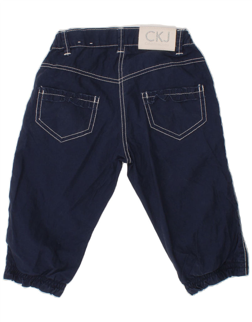 CALVIN KLEIN Girls Slim Chino Trousers 4-5 Years W18 L10 Navy Blue Cotton Vintage Calvin Klein and Second-Hand Calvin Klein from Messina Hembry 