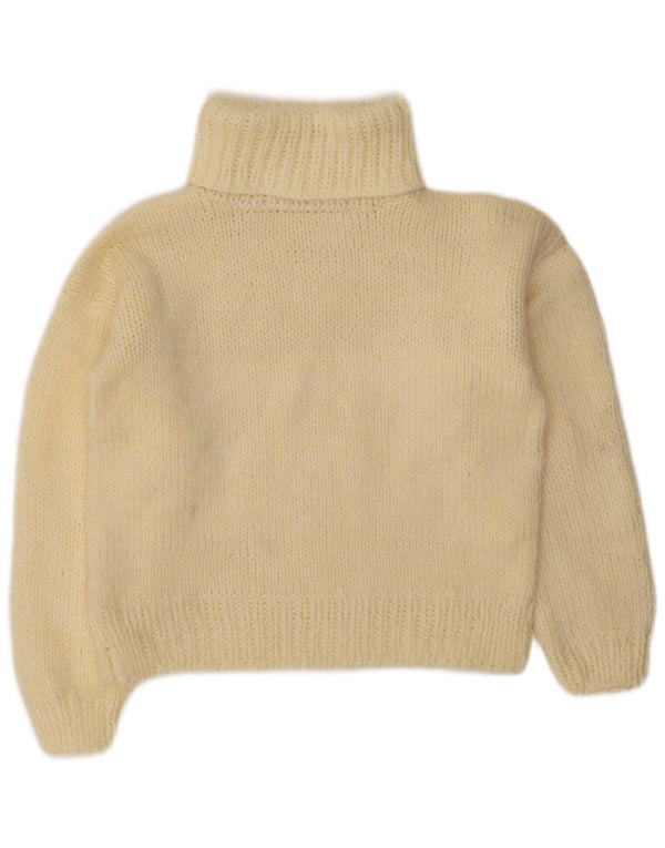 Vintage Womens Roll Neck Jumper Sweater UK 14 Medium Yellow