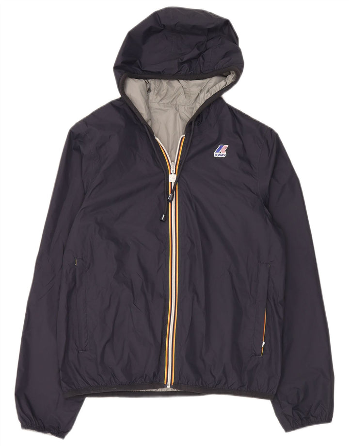 Женская двусторонняя дождевик с капюшоном K-Way UK 14, средний темно-синий полиамид