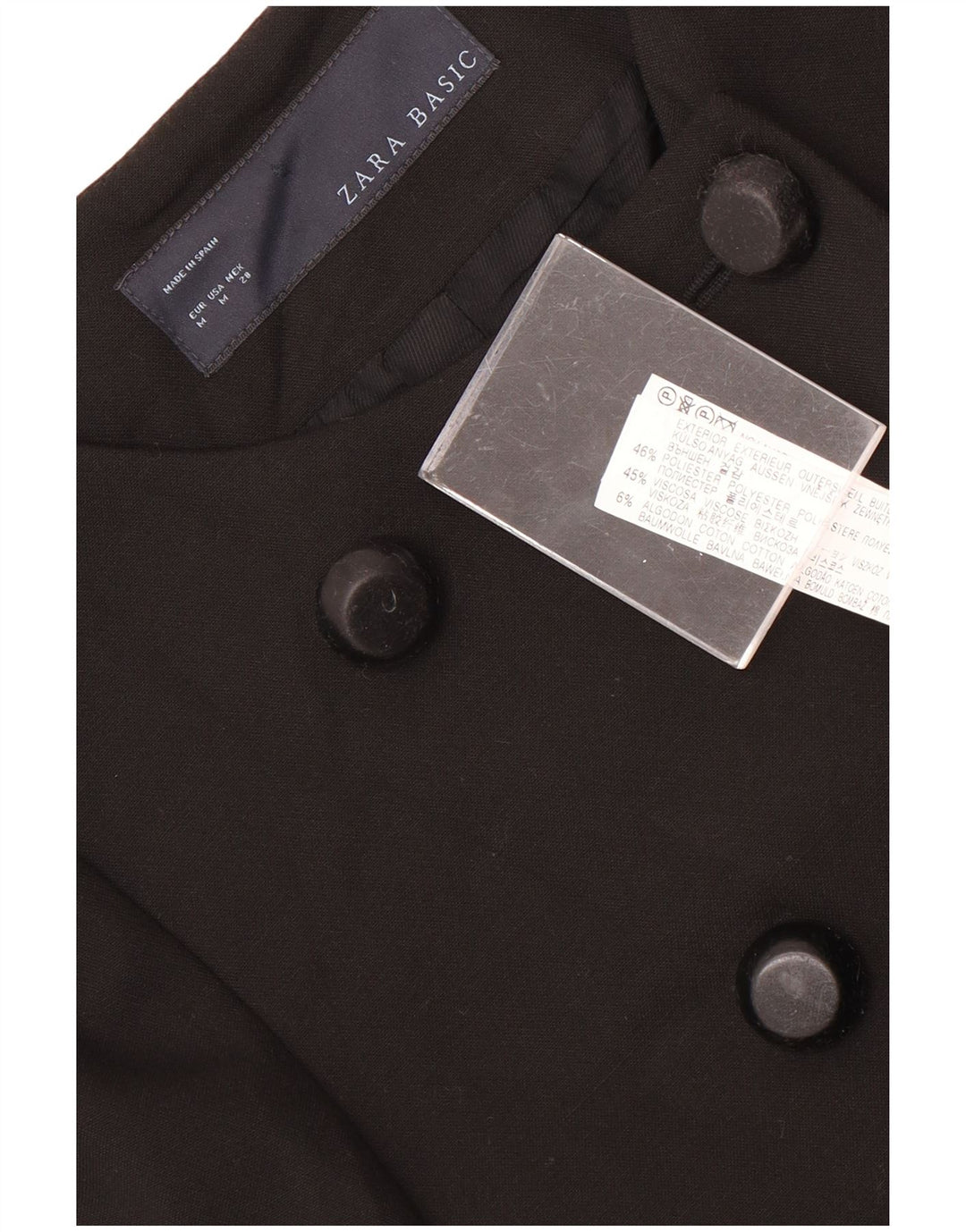 Женское двубортное пальто Zara UK 12, средний черный полиэстер