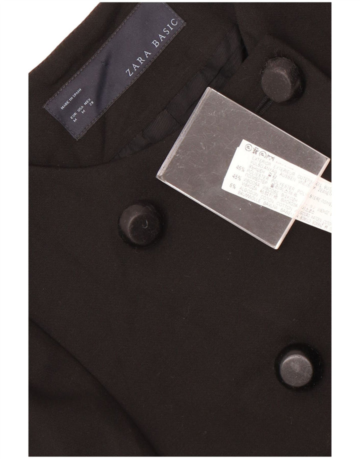 Женское двубортное пальто Zara UK 12, средний черный полиэстер
