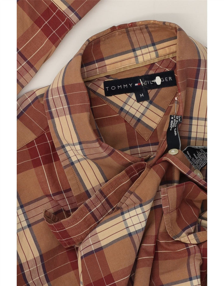 Мужская рубашка Tommy Hilfiger в клетку среднего коричневого цвета, хлопок