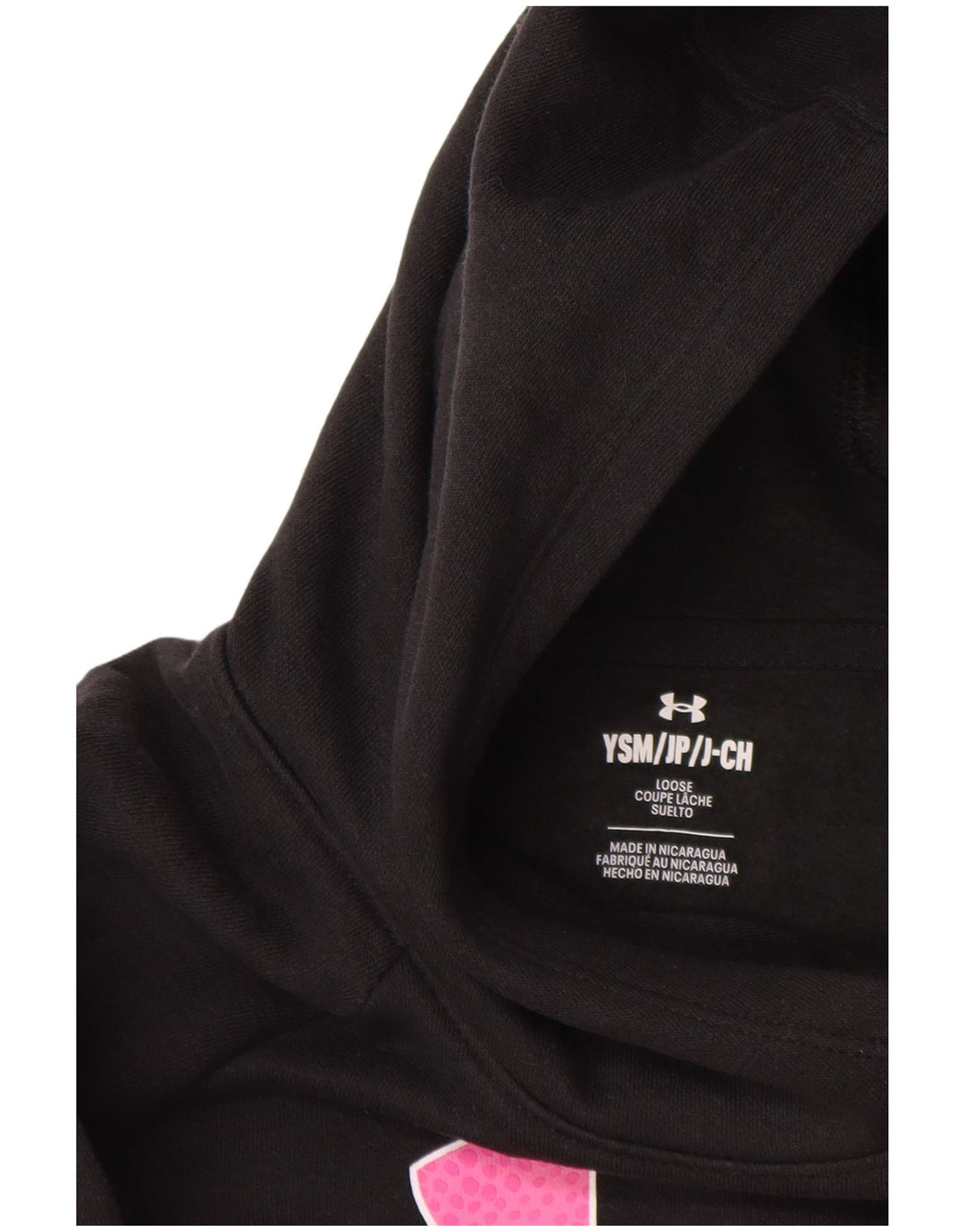 Джемпер с капюшоном с рисунком для девочек 7–8 лет, маленький черный хлопковый джемпер UNDER ARMOR