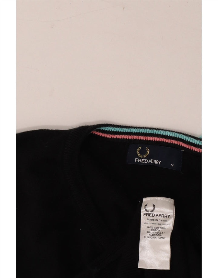 Мужской джемпер с v-образным вырезом Fred Perry, средний черный хлопковый свитер