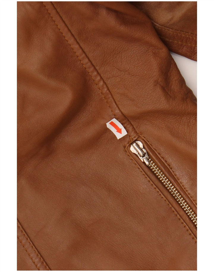 Винтажная мужская кожаная байкерская куртка UK 40, большая коричневая кожа