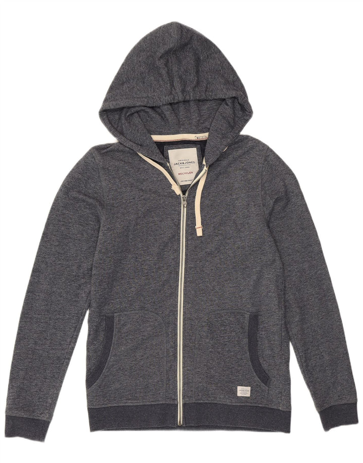 Мужской свитер с капюшоном на молнии Jack & Jones, средний серый полиэстер с крапинками