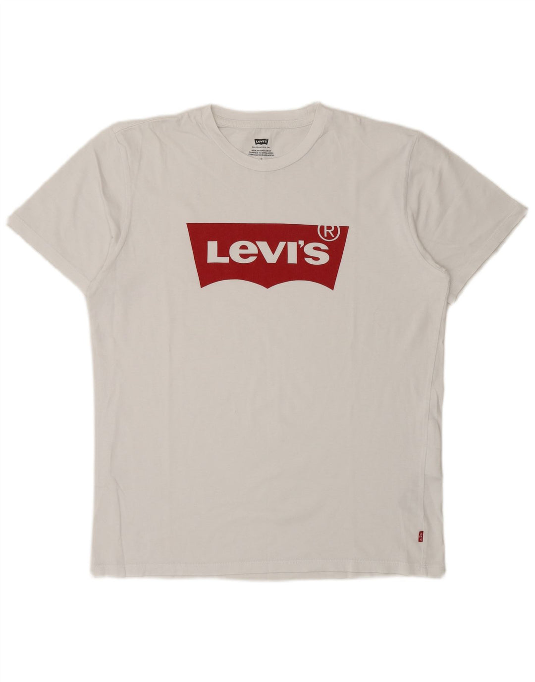 Мужская футболка с рисунком Levi's, топ среднего размера, белый хлопок, хлопок