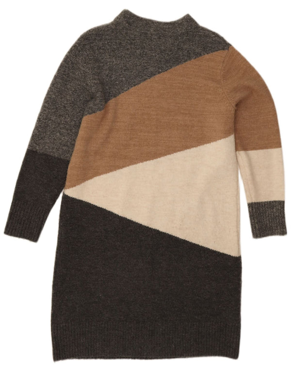 Женское платье-джемпер Monsoon UK 14, средний серый цвет с цветными блоками, акрил