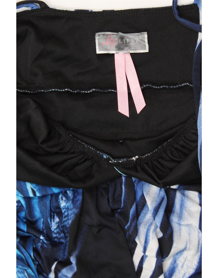 Женское платье макси без рукавов Lipsy, Великобритания, 10, маленькое синее с цветочным принтом