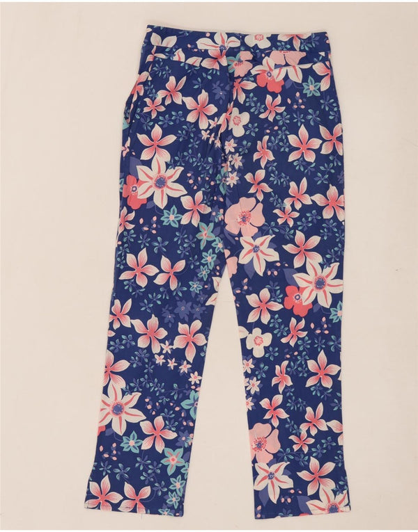 BLUGIRL BLUMARINE Женские укороченные брюки IT 42 Medium W28 L25 Синий цветочный принт