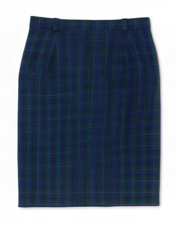 Женская юбка-карандаш Hucke UK 18 XL W34 синяя клетка из натуральной шерсти