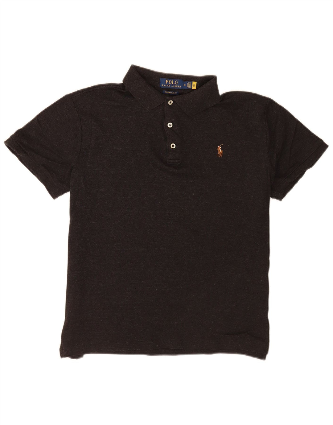 Мужская приталенная рубашка Polo Ralph Lauren среднего серого цвета, хлопок